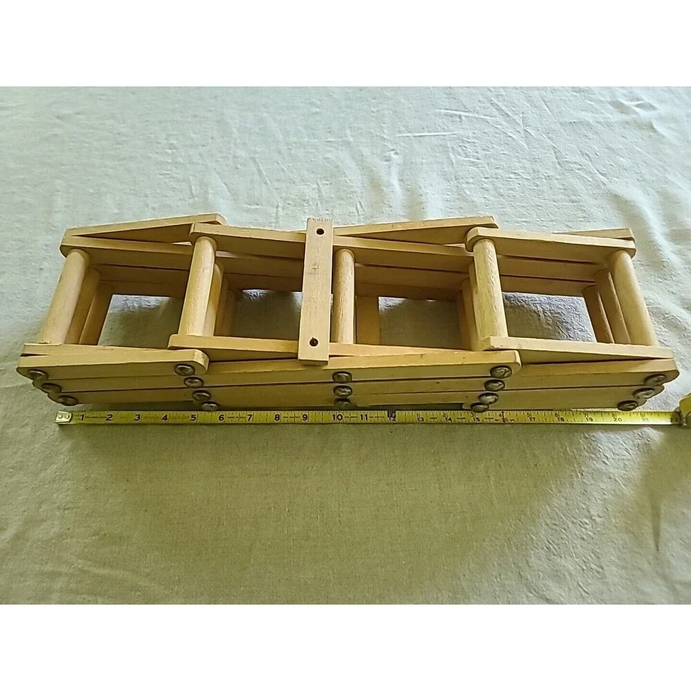 Vintage Blonde Wooden Folding Accordion Wine Rack